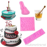 Multi Music Note Lace Silicone Mold and Guitar Music Note Cake Mold for Fondant Mat Cake Decorating Tool Candy Mold Chocolate Cookie Dessert Baking Mold Baking Tool Cupcake Topper （Set of 3） - B07F6DPD9S
